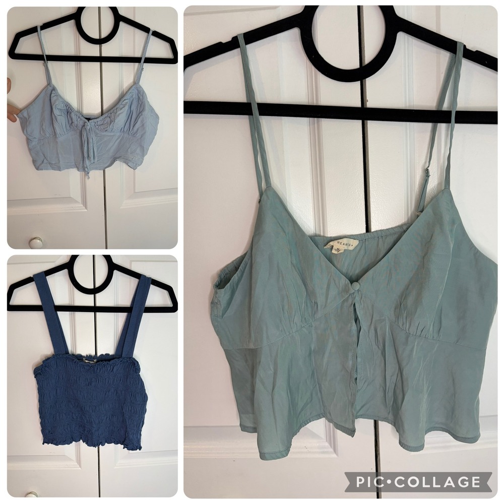 LA Hearts American Eagle Kendall & Kylie Crop Top Bundle Blue Sage Medium 3pc